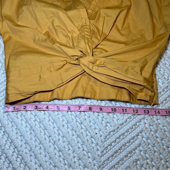 Anthropologie Sunday In Brooklyn Twist-Front V-Neck Blouse In Gold Medium - Picture 11 of 13